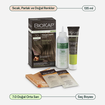 BioKap Nutricolor Delicato Rapid Saç Boyası 135 ml | 7.0 Doğal Orta Sarı