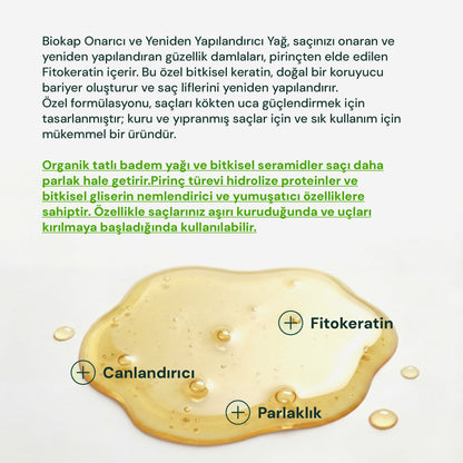 Biokap Bellezza Onarıcı ve Yapılandırıcı Saç Bakım Yağı 125 ml